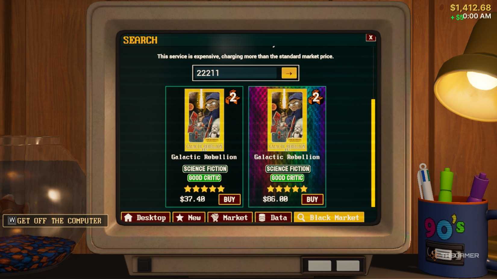 Black Market interface on PC